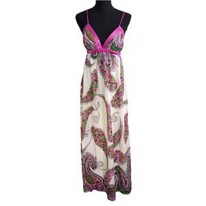 Wishes Wishes Wishes Paisley Maxi Y2K Tiered Babydoll Maxi Dress S Boho Hippie